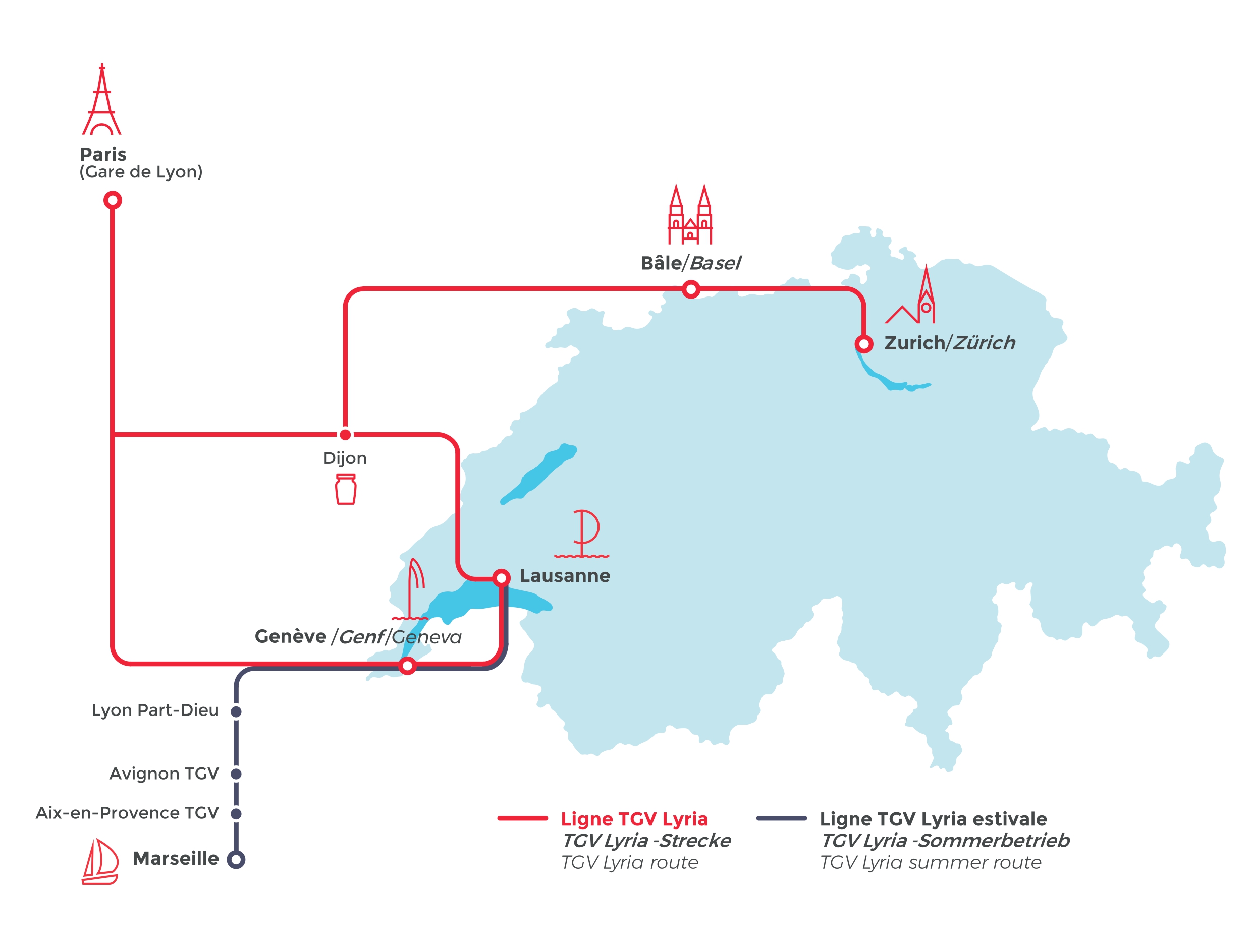 Carte réseau TGV Lyria